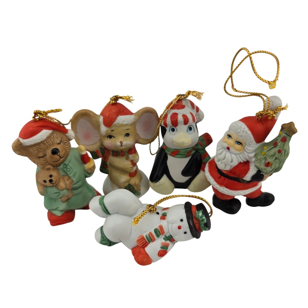 CITGO Vintage Christmas Ornaments Penguin Christmouse Bear‎ 5pc 1993 7-Eleven